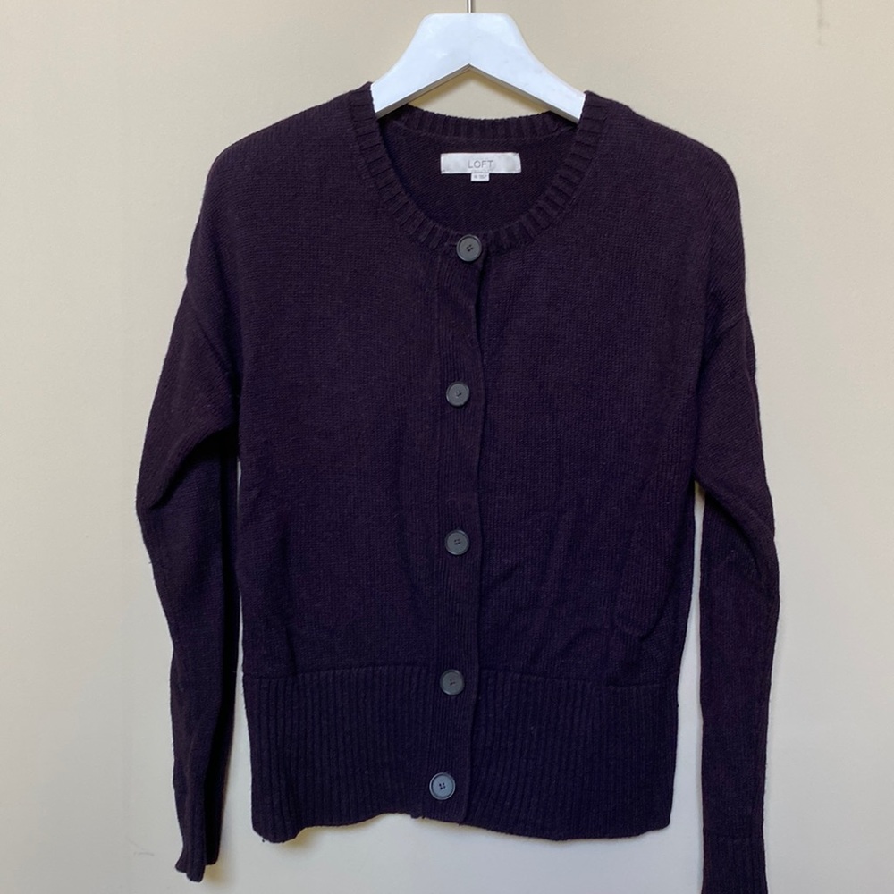 Loft Button Down Purple Cardigan Sweater